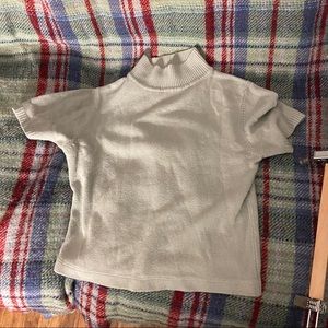 Grey mock neck short sleeve sweater